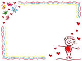 Valentine Greeting Card with Joyful Girl