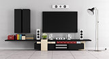 Modern living room room with TV wall unit 