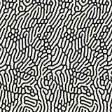 Vector Seamless Black and White Wavy Organic Rounded Line Maze Coral Pattern