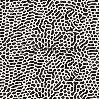 Vector Seamless Black and White Wavy Organic Rounded Shapes Foam Pattern