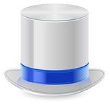 White top hat with blue ribbon