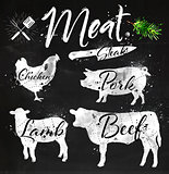Set meat silhouettes chalk