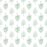 Abstract doodle trees seamless pattern