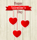 Valentine card with red hearts