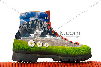 Climbing Boot with Mountain Inside