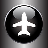 Plane silhouette on black button