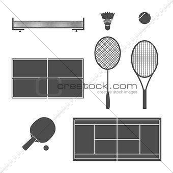 Equipment tennis, vector illustration.