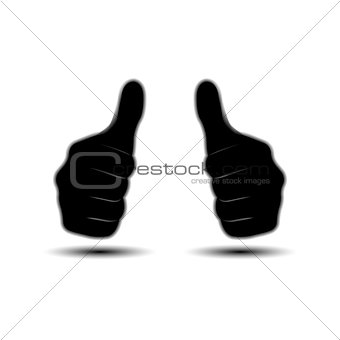 Icon thumbs up, vector illustration.