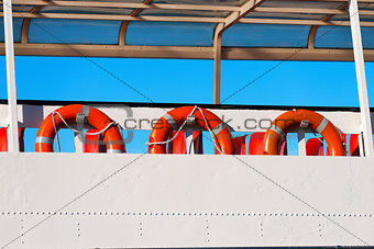 Lifebuoys in a Ferry Boat