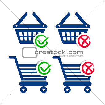 Shopping basket and cart icons