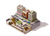 Vector isometric subway station cross section