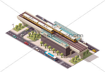 Vector isometric city train station