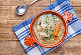 Fresh and healthy chicken soup with vegetables