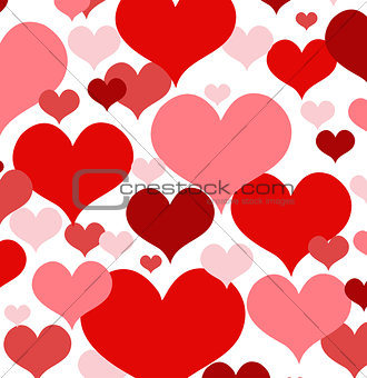 Vector illustration with red love hearts