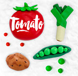 Plasticine vegetables tomato