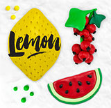 Plasticine fruits lemon