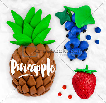 Plasticine fruits pineapple