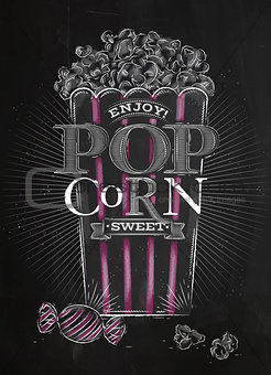 Poster popcorn sweet black