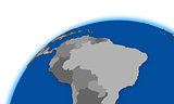 south America on globe political map