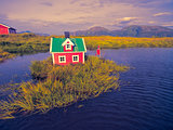Scandinavian house on island