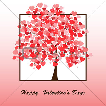 illustration of a tree covered with hearts.