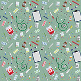 seamless pattern with medical icons