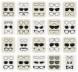 25 fashionable glasses simple vector icons set