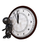 3D Morph Man with clock before midnight