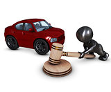 3D Morph Man with car and gavel