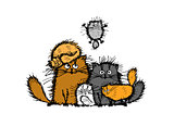 Fluffy cats family, sketch for your design