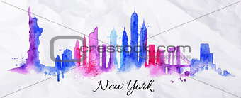 Silhouette watercolor New york