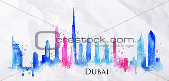 Silhouette watercolor Dubai 