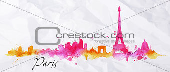 Silhouette watercolor Paris 