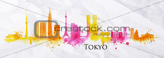 Silhouette watercolor Tokyo 
