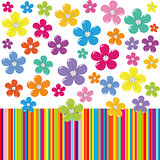 Flowers on colorful stripe background