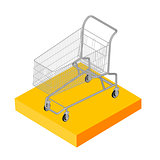 Isometric 3D icon. Pictograms supermarket trolley. Vector illustration eps 10.