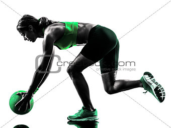 woman fitness Medicine Ball exercises silhouette