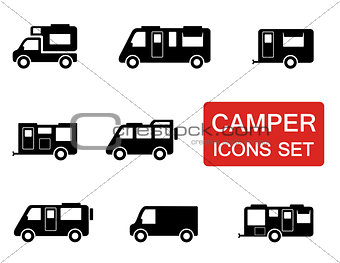 camper icon set