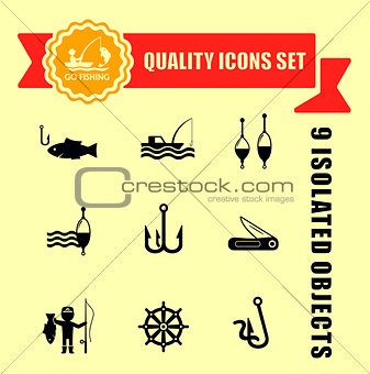 fishing guality icons set