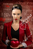 valentines style girl , with written on image