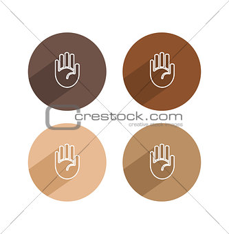 Vector hand palm icon with long shadow