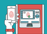 Mobile access to ATM via smartphone using fingerprint identification