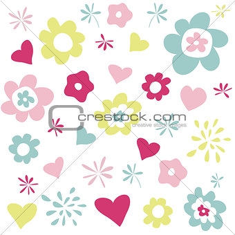 flowers and hearts greeting card