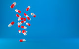 Medical pills drugs falling down