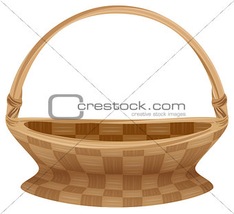 Empty wicker basket with handle. Straw basket