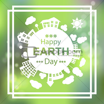 Happy Earth Day. Eco Green Vector Poster Design. 22 april.