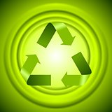 Green recycle logo sign with smooth circles