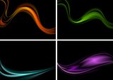 Colorful abstract waves on black background