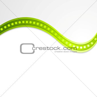 Abstract wave with green retro lights