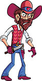 Cartoon cowboy character with a knife